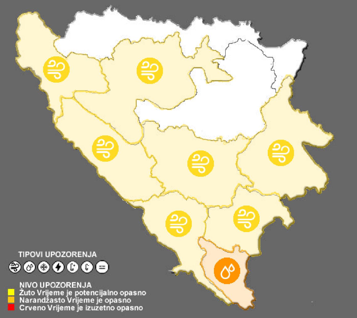 METEOALARM-UPOZORENJE NA OPASNE VREMENSKE POJAVE