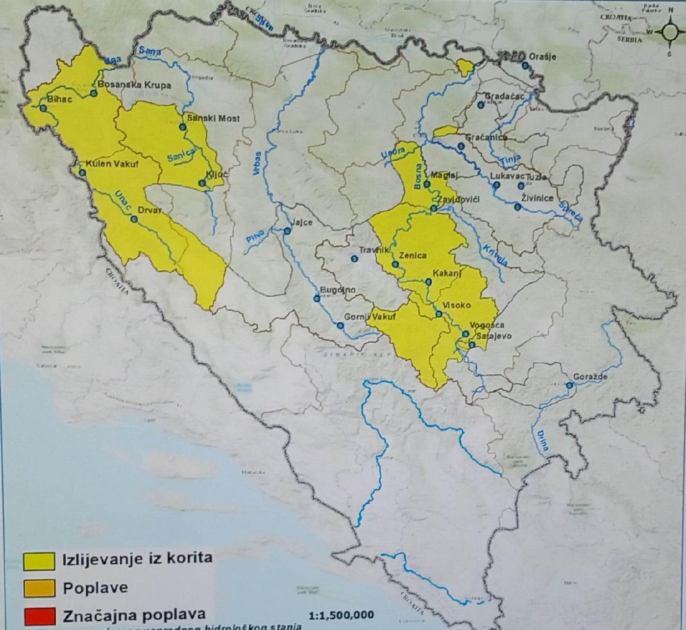 OBAVJEŠTENJE O PROGNOZI VANREDNOG HIDROLOŠKOG STANJA ZA PERIOD: 10.03 - 14.03.2023.