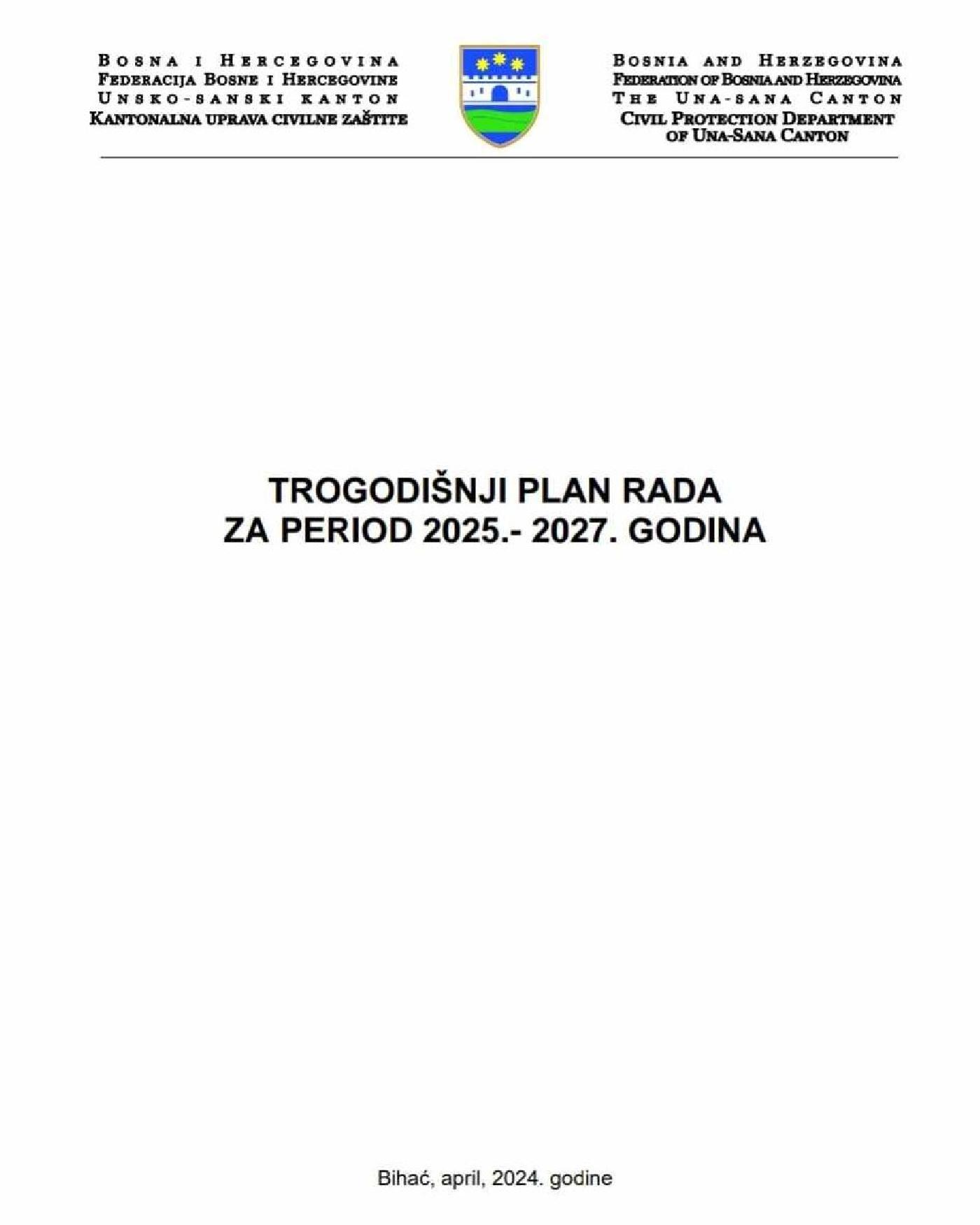 POZIV ZA KONSULTACIJE O TROGODIŠNJEM PLANU RADA KANTONALNE UPRAVE CIVILNE ZAŠTITE ZA PERIOD 2025. - 2027. GODINE