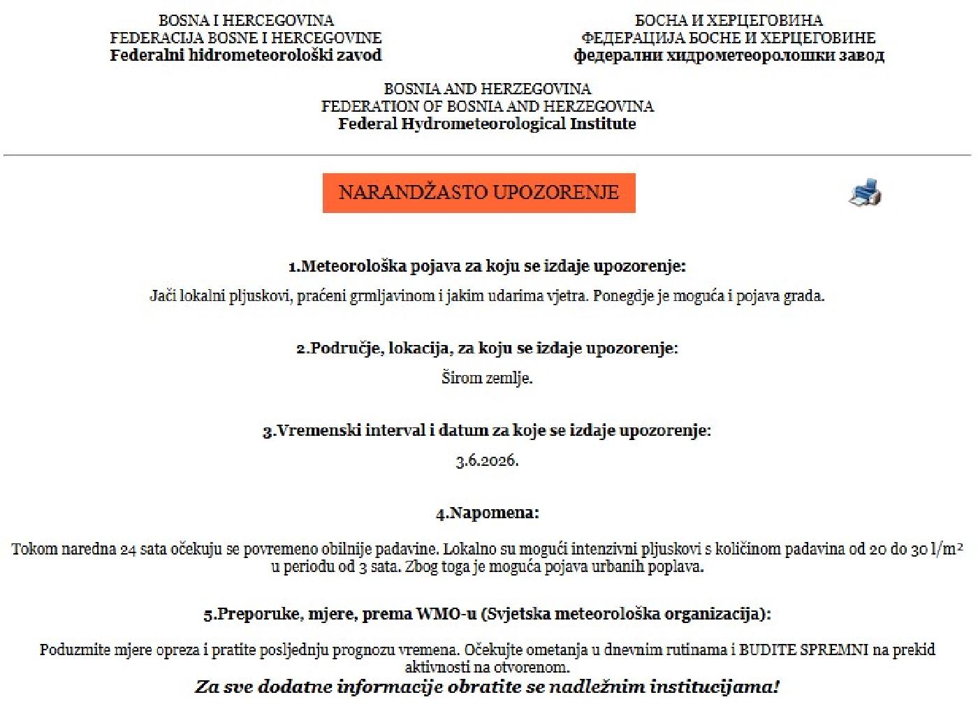Narandžasto upozorenje